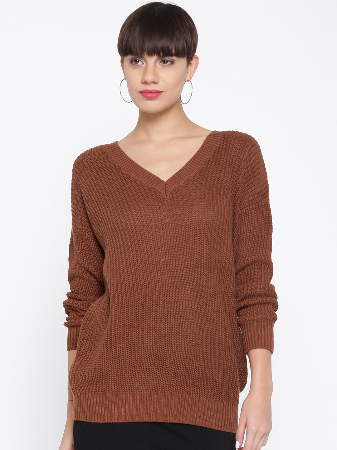 Brown Solid Sweater