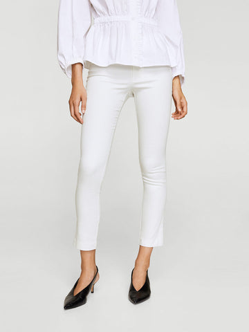 Women White Solid Regular Fit Trousers