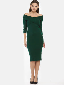 Women Olive Green Solid Bodycon Dress