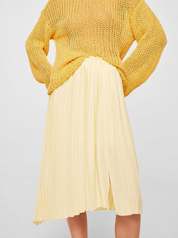 Yellow Midi Pleated Skirt